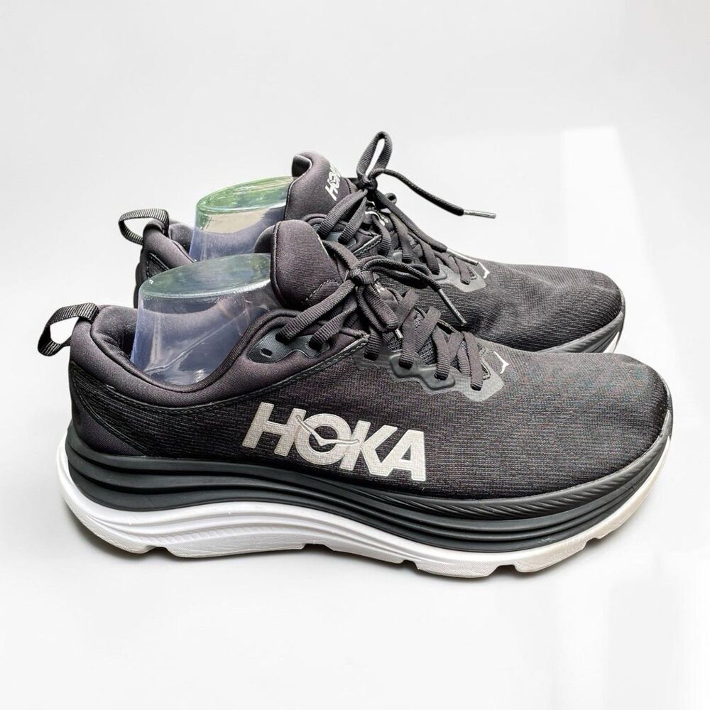 Hoka Gaviota 5 Wide Womens 11D Black White Stability Running Shoes 1134270 BWHT
